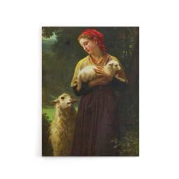 "Artery8 William Bouguereau The Newborn Lamb Canvas Wall Art Print - Size: W18"" x H24""" - thumbnail 1