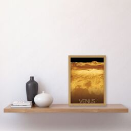 Artery8 NASA Our Solar System Venus Planet Sapas Mons Artwork Framed Wall Art Print A4 in Light Oak - thumbnail 2