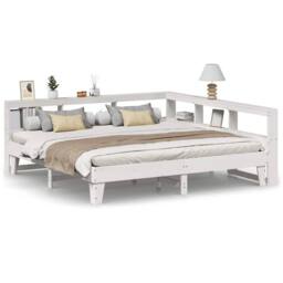Berkfield Home Decorative Bookcase Bed without Mattress White 200x200cm Solid Wo - Size: 200x200 cm - thumbnail 3