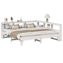 Berkfield Home Decorative Bookcase Bed without Mattress White 200x200cm Solid Wo - Size: 200x200 cm - thumbnail 2