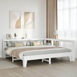 Berkfield Home Decorative Bookcase Bed without Mattress White 200x200cm Solid Wo - Size: 200x200 cm - thumbnail 4