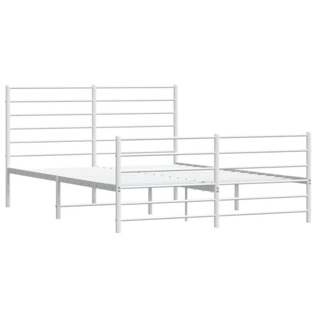 Berkfield Home Metal Bed Frame with Headboard & Footboard White 140x190 cm - image 1
