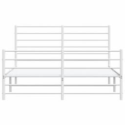 Berkfield Home Metal Bed Frame with Headboard & Footboard White 140x190 cm - thumbnail 6
