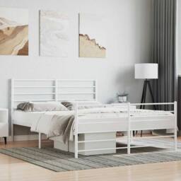 Berkfield Home Metal Bed Frame with Headboard & Footboard White 140x190 cm - thumbnail 2