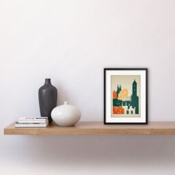 "Artery8 Wall Art Print Edinburgh Old Town Retro Street Artwork Framed 9X7 Inch in Black - Size: W7"" x H9""" - thumbnail 2