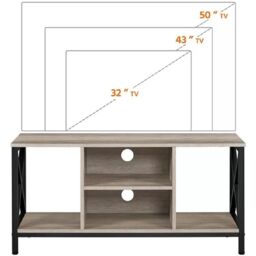 EONLION Grey TV Stand with Shelves, Living Room Entertainment Console Unit - thumbnail 4
