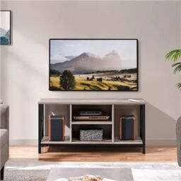 EONLION Grey TV Stand with Shelves, Living Room Entertainment Console Unit - thumbnail 2