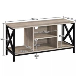 EONLION Grey TV Stand with Shelves, Living Room Entertainment Console Unit - thumbnail 3