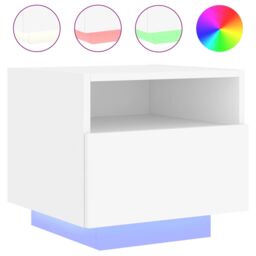 Berkfield Home Bedside Cabinet with LED Lights White 40x39x37 cm - Size: 40 x 39 x 37 cm - thumbnail 2