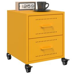 Berkfield Home Bedside Cabinets 2 pcs Mustard Yellow 36x39x43.5 cm Steel - thumbnail 1