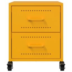 Berkfield Home Bedside Cabinets 2 pcs Mustard Yellow 36x39x43.5 cm Steel - thumbnail 5