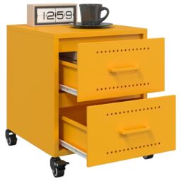 Berkfield Home Bedside Cabinets 2 pcs Mustard Yellow 36x39x43.5 cm Steel - thumbnail 4