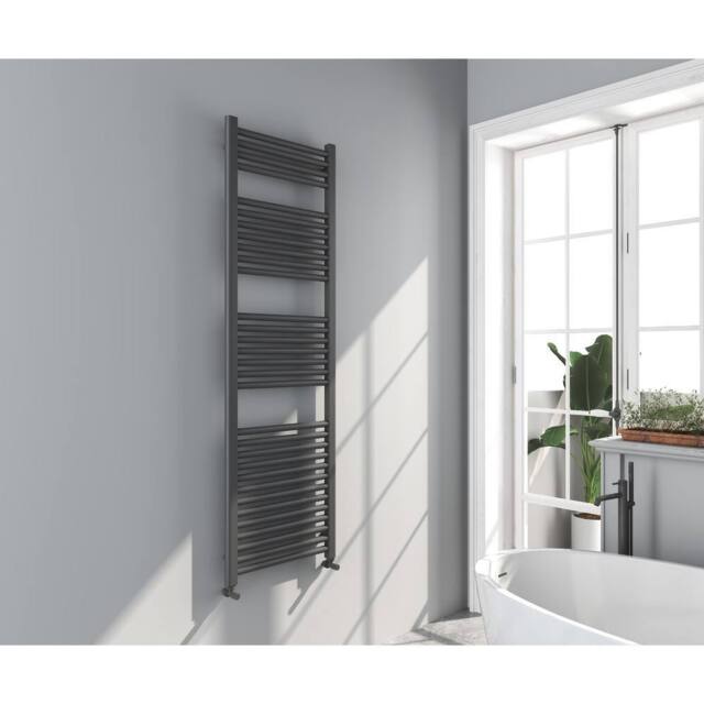 Bathroom Kingdom Omata Gunmetal Grey Straight Heated Towel Rail 1600x500mm - image 1