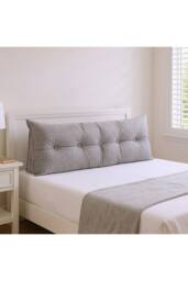 Living and Home Multifunctional Washable Wedge Headboard Pillow with Side Pocket in Light Grey - Size: Large - thumbnail 7