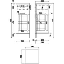 FLAVORA 300mm Drawer Unit Bathroom Vanity Toilet Storage Laundry Combination in Black - thumbnail 5