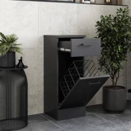 FLAVORA 300mm Drawer Unit Bathroom Vanity Toilet Storage Laundry Combination in Black - thumbnail 2