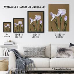 Artery8 Japanese Water Iris Flower Vintage Japan Framed Wall Art Print Kazumasa in Brown - Size: A4 - thumbnail 3