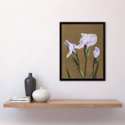 Artery8 Japanese Water Iris Flower Vintage Japan Framed Wall Art Print Kazumasa in Brown - Size: A4 - thumbnail 4