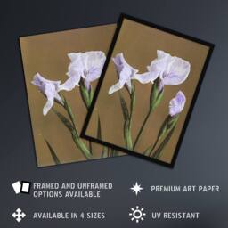 Artery8 Japanese Water Iris Flower Vintage Japan Framed Wall Art Print Kazumasa in Brown - Size: A4 - thumbnail 2