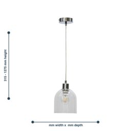 First Choice Lighting Set of 2 Belten - Clear Glass Cloche with Chrome Pendant Fittings - thumbnail 6