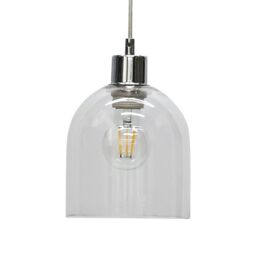 First Choice Lighting Set of 2 Belten - Clear Glass Cloche with Chrome Pendant Fittings - thumbnail 3