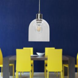 First Choice Lighting Set of 2 Belten - Clear Glass Cloche with Chrome Pendant Fittings - thumbnail 5