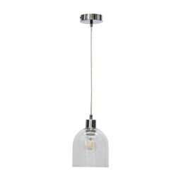 First Choice Lighting Set of 2 Belten - Clear Glass Cloche with Chrome Pendant Fittings - thumbnail 2