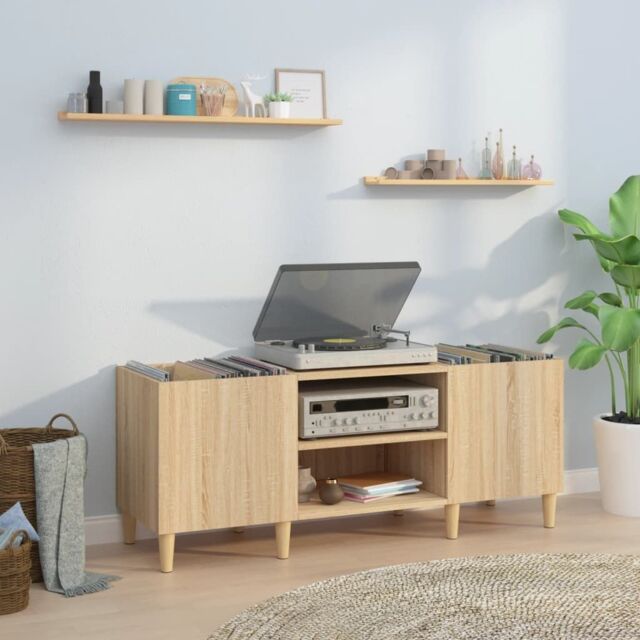 Berkfield Home Record Cabinet Sonoma Oak 121x38x48 cm Engineered Wood in Brown - Size: 121 x 38 x 48 cm - image 1