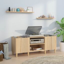 Berkfield Home Record Cabinet Sonoma Oak 121x38x48 cm Engineered Wood in Brown - Size: 121 x 38 x 48 cm