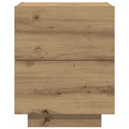 Berkfield Home Bedside Cabinet with LED Lights Artisan Oak 45x40x55 cm in Brown - Size: 45 x 40 x 55 cm - thumbnail 6