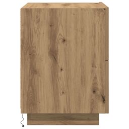 Berkfield Home Bedside Cabinet with LED Lights Artisan Oak 45x40x55 cm in Brown - Size: 45 x 40 x 55 cm - thumbnail 7