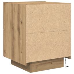 Berkfield Home Bedside Cabinet with LED Lights Artisan Oak 45x40x55 cm in Brown - Size: 45 x 40 x 55 cm - thumbnail 8
