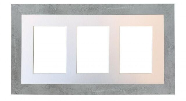 Frames & Mirrors 4U Metro Mineral Grey Frame with White Mount for 3 Image Sizes 7 x 5 Inch in Mid Grey - image 1
