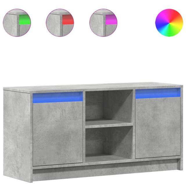 Berkfield Home TV Cabinet with LED Concrete Grey 100x34x50 cm Engineered Wood - Size: 100 x 34 x 50 cm - image 1