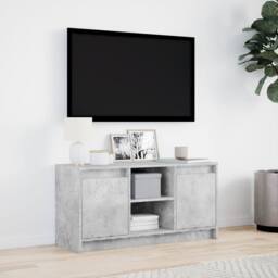 Berkfield Home TV Cabinet with LED Concrete Grey 100x34x50 cm Engineered Wood - Size: 100 x 34 x 50 cm - thumbnail 4