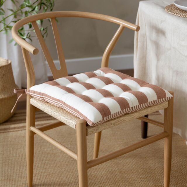Yard Hayle Striped 100% Cotton Seat Pads - 2 Pack in Brown - Size: 40 cm x 40 cm - image 1