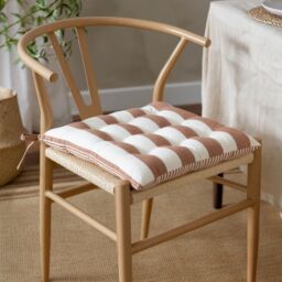 Yard Hayle Striped 100% Cotton Seat Pads - 2 Pack in Brown - Size: 40 cm x 40 cm
