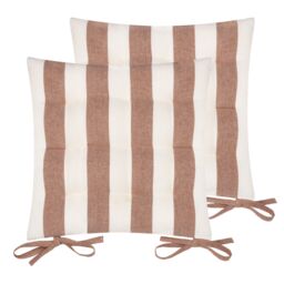 Yard Hayle Striped 100% Cotton Seat Pads - 2 Pack in Brown - Size: 40 cm x 40 cm - thumbnail 2