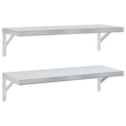 Berkfield Home Wall Shelves 2 pcs 75x30 cm Silver Stainless Steel - thumbnail 2
