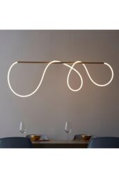Netlighting Attalea Modern Designer Bar Style LED Pendant Light Flexible Silcon Tube Satin Gold Finish - thumbnail 2
