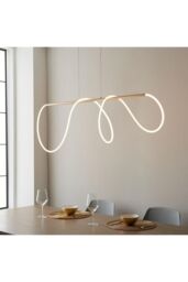 Netlighting Attalea Modern Designer Bar Style LED Pendant Light Flexible Silcon Tube Satin Gold Finish - thumbnail 3