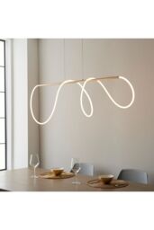 Netlighting Attalea Modern Designer Bar Style LED Pendant Light Flexible Silcon Tube Satin Gold Finish - thumbnail 4