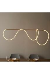 Netlighting Attalea Modern Designer Bar Style LED Pendant Light Flexible Silcon Tube Satin Gold Finish - thumbnail 6