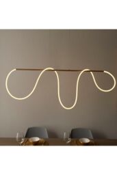 Netlighting Attalea Modern Designer Bar Style LED Pendant Light Flexible Silcon Tube Satin Gold Finish - thumbnail 5