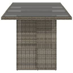 Berkfield Home Garden Table with Glass Top Grey 190x80x75 cm Poly Rattan - Size: 190 x 80 x 75 cm - thumbnail 5