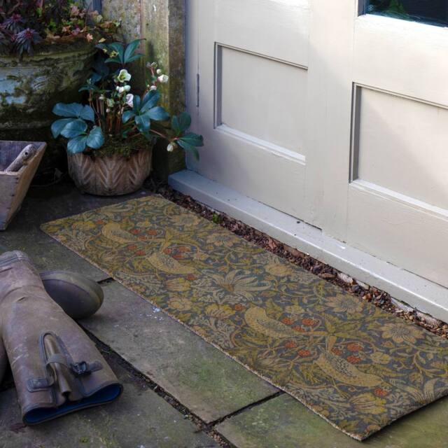 Artsy Mats William Morris Strawberry Thief Coir Doormat (120 x 40cm) - Size: 40 cm x 120 cm