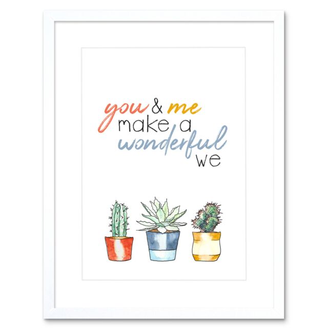 "Artery8 Wall Art Print Wonderful We Framed in White - Size: W7"" x H9""" - image 1