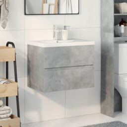 Berkfield Home 2 Piece Bathroom Furniture Set Concrete Grey Engineered Wood - thumbnail 3