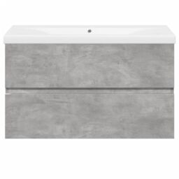 Berkfield Home 2 Piece Bathroom Furniture Set Concrete Grey Engineered Wood - thumbnail 4