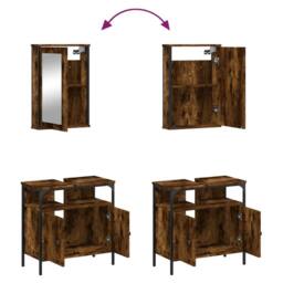 Berkfield Home Durable 2 Piece Bathroom Furniture Set Smoked Oak Engineered Wood in Brown - thumbnail 9